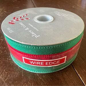 Place & Time -  Holiday Ribbon Green and Red 1 1/2 Wire Edge NEW